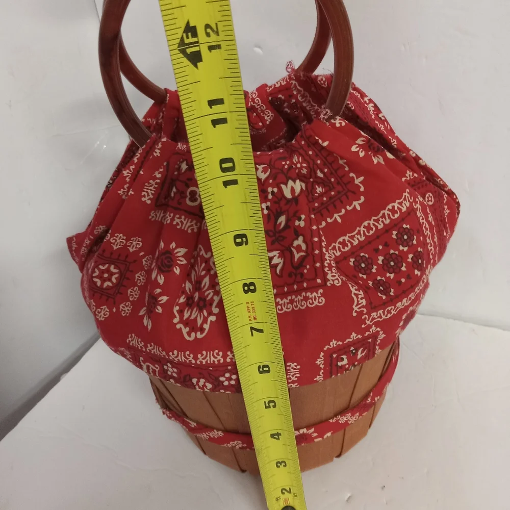Vintage Sewing Basket  Bandana wrapped Top JC Penny  with Spols of Treads